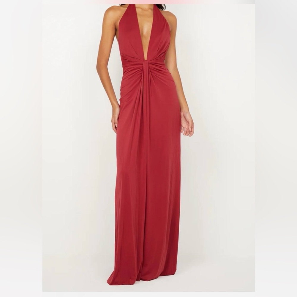 bec + bridge Red Susie Plunge backless Maxi Dress